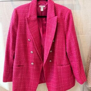 H&M Fuchsia Double-Breasted Blazer